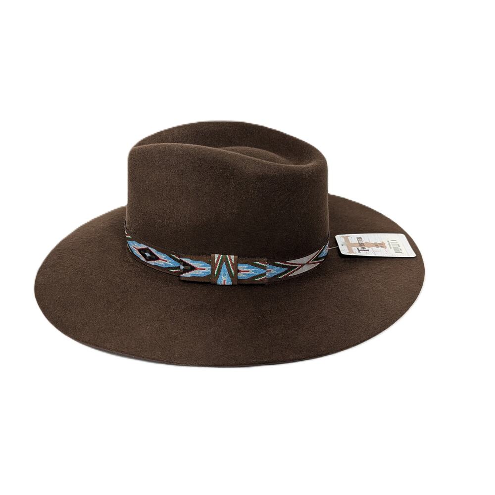 Women's Twister Pinch Front Felt Hat Brown Wool Size M NWT